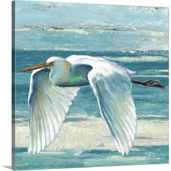 Large Solid-Faced Canvas Print Wall Art Print 20 x 20 entitled Great Egret II