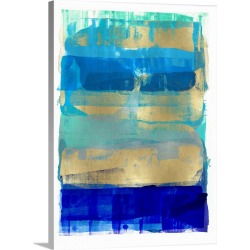 Large Gallery-Wrapped Canvas Wall Art Print 18 x 24 entitled Abstract Expressions Blues and Gold