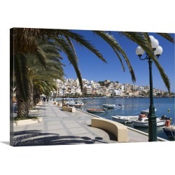 Large Solid-Faced Canvas Print Wall Art Print 30 x 20 entitled The harbour, Sitia, Lasithi region, Crete, Greek Islands, G...