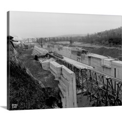 Large Gallery-Wrapped Canvas Wall Art Print 20 x 16 entitled Ballard Locks under construction, Seattle, WA