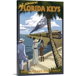Large Gallery-Wrapped Canvas Wall Art Print 16 x 24 entitled Key West, Florida, Railroad