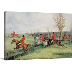 Large Solid-Faced Canvas Print Wall Art Print 30 x 20 entitled Sporting Scene, 19th century