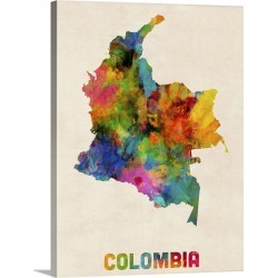 Large Solid-Faced Canvas Print Wall Art Print 30 x 40 entitled Colombia Watercolor Map