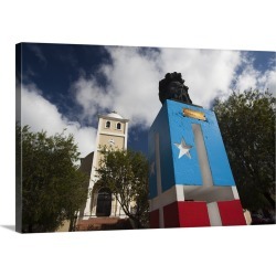 Large Solid-Faced Canvas Print Wall Art Print 30 x 20 entitled Puerto Rico, North Coast, Karst Country, Lares, town church...