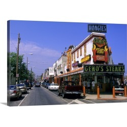 Large Gallery-Wrapped Canvas Wall Art Print 30 x 20 entitled Restaurant, Old Montreal, Quebec, Canada