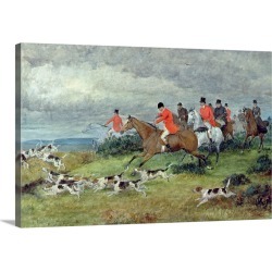 Large Solid-Faced Canvas Print Wall Art Print 30 x 20 entitled Fox Hunting in Surrey, 19th century