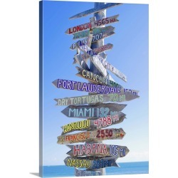 Large Gallery-Wrapped Canvas Wall Art Print 16 x 24 entitled Directions signpost near seaside, Key West, Florida