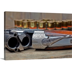 Large Gallery-Wrapped Canvas Wall Art Print 30 x 20 entitled Vintage Hunting Gun With Shells