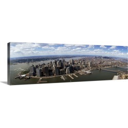 Large Gallery-Wrapped Canvas Wall Art Print 36 x 12 entitled Aerial view of buildings in a city, New York City, New York S...