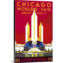 Large Solid-Faced Canvas Print Wall Art Print 20 x 30 entitled Chicago, A Century of Progress