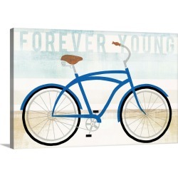 Large Solid-Faced Canvas Print Wall Art Print 30 x 20 entitled Beach Cruiser Boys I
