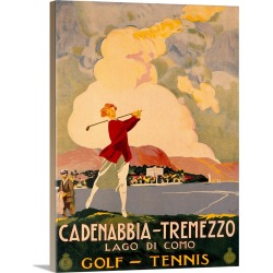 Large Solid-Faced Canvas Print Wall Art Print 30 x 40 entitled Cadenabbia Tremezzo, Golf and Tennis, Vintage Poster