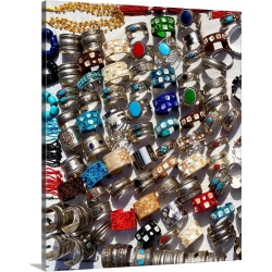 Large Gallery-Wrapped Canvas Wall Art Print 16 x 20 entitled Display of bracelets made of silver and semi-precious stones