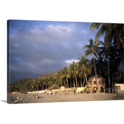 Large Solid-Faced Canvas Print Wall Art Print 30 x 20 entitled Beach at Sayulita, near Puerto Vallarta, Mexico, North America