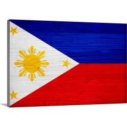 Large Solid-Faced Canvas Print Wall Art Print 30 x 20 entitled Wood Philippines Flag, Flags Of The World Series