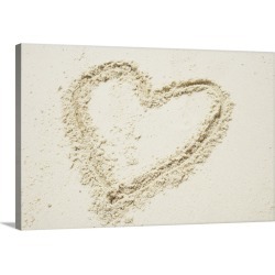 Large Gallery-Wrapped Canvas Wall Art Print 24 x 16 entitled A heart shape in the sand