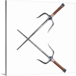 Large Solid-Faced Canvas Print Wall Art Print 20 x 20 entitled Martial arts weapons