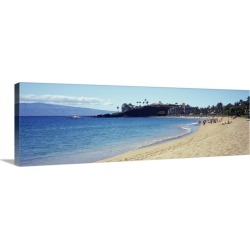 Large Gallery-Wrapped Canvas Wall Art Print 30 x 10 entitled Hotel on the beach Black Rock Hotel Maui Hawaii