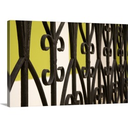 Large Solid-Faced Canvas Print Wall Art Print 30 x 20 entitled Puerto Rico, Ponce. Wrought-iron grill, traditional colonia...