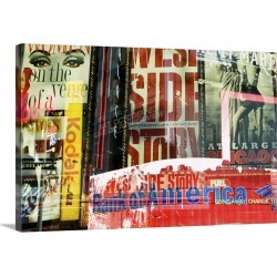 Large Gallery-Wrapped Canvas Wall Art Print 30 x 20 entitled In camera multiple exposures from Times Square in New York at...