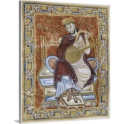 Large Solid-Faced Canvas Print Wall Art Print 24 x 30 entitled Illustration of the Psalter depicting King David playing th...