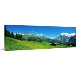 Large Gallery-Wrapped Canvas Wall Art Print 36 x 12 entitled Grindelwald Switzerland