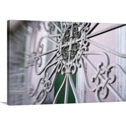 Large Solid-Faced Canvas Print Wall Art Print 30 x 20 entitled Puerto Rico, Ponce, Traditional colonial architecture with ...