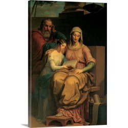 Large Solid-Faced Canvas Print Wall Art Print 20 x 30 entitled Holy Virgin Mary with St. Anne and St. Joachim, by Pietro, ...