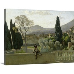 Large Solid-Faced Canvas Print Wall Art Print 40 x 30 entitled The Gardens of the Villa d'Este, Tivoli, 1843