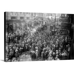 Large Solid-Faced Canvas Print Wall Art Print 30 x 20 entitled Actors on strike on 45th Street in New York City, 1919