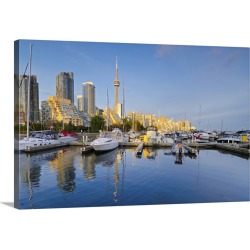 Large Gallery-Wrapped Canvas Wall Art Print 24 x 16 entitled Canada, Ontario, Toronto, Marina Quay West, Skyline with CN T...
