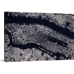 Large Gallery-Wrapped Canvas Wall Art Print 30 x 20 entitled Satellite view of Manhattan, New York City, New York State
