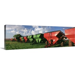 Large Gallery-Wrapped Canvas Wall Art Print 36 x 12 entitled Farm equipment in a field, York, York County, Nebraska