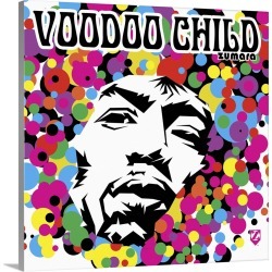 Large Solid-Faced Canvas Print Wall Art Print 20 x 20 entitled Jimi Hendrix Voodoo 4