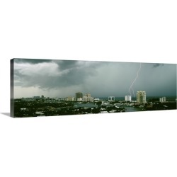 Large Gallery-Wrapped Canvas Wall Art Print 36 x 13 entitled Storm Ft Lauderdale FL