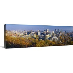 Large Gallery-Wrapped Canvas Wall Art Print 36 x 12 entitled Canada, Quebec, Montreal. Downtown Montreal