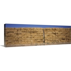 Large Gallery-Wrapped Canvas Wall Art Print 36 x 12 entitled Hay stacks in a field, California,