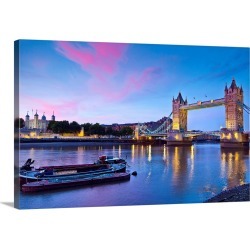 Large Solid-Faced Canvas Print Wall Art Print 30 x 20 entitled United Kingdom, UK, England, London, Tower bridge and Tower...