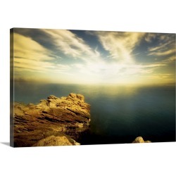 Large Gallery-Wrapped Canvas Wall Art Print 24 x 16 entitled A rocky shore with calm water