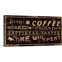 Large Gallery-Wrapped Canvas Wall Art Print 24 x 12 entitled Coffee Quotes III
