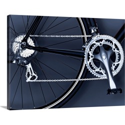 Large Solid-Faced Canvas Print Wall Art Print 40 x 30 entitled Close up of bicycle chain, pedal and gears