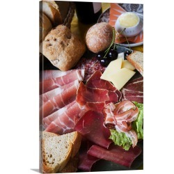 Large Solid-Faced Canvas Print Wall Art Print 20 x 30 entitled Switzerland, Graubunden, mix of local salted meat and cheese