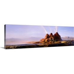 Large Solid-Faced Canvas Print Wall Art Print 48 x 16 entitled Geyser Black Rock Desert NV