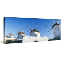 Large Gallery-Wrapped Canvas Wall Art Print 30 x 14 entitled Windmills Santorini Island Greece