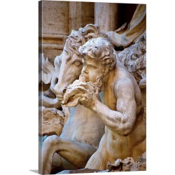Large Gallery-Wrapped Canvas Wall Art Print 20 x 30 entitled Italy, Rome, Trevi Fountain, Tritons and Hippocampus Sculpture