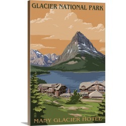 Large Gallery-Wrapped Canvas Wall Art Print 20 x 30 entitled Many Glacier Hotel, Glacier National Park, Montana