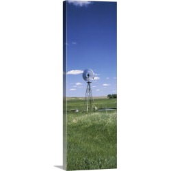 Large Gallery-Wrapped Canvas Wall Art Print 12 x 36 entitled Windmill in a field, Nebraska