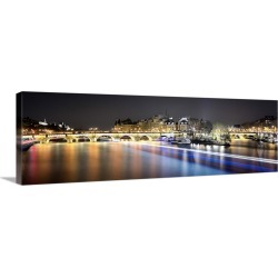 Large Solid-Faced Canvas Print Wall Art Print 48 x 16 entitled Pont des Arts - panoramic