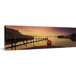 Large Solid-Faced Canvas Print Wall Art Print 48 x 16 entitled Derwent Lake Derbyshire UK