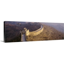 Large Solid-Faced Canvas Print Wall Art Print 48 x 16 entitled High angle view of the Great Wall Of China, Mutianyu, China